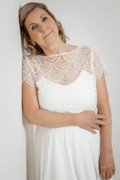 Kurzarm-Braut Top aus Vintage-Spitze – Niah noni