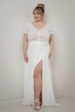 Kurzarm-Braut Top – Fanie noni Curvy