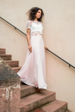 Langer Braut Rock aus Chiffon – Isla Rosé noni
