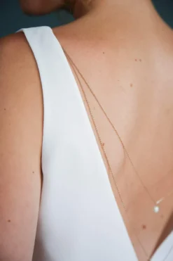 Lange, zweireihige Rückenkette mit Perlen, Brautschmuck