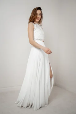 Maxi-Braut Rock in Ivory mit Beinschlitz – Jona noni