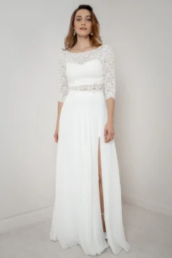 Maxi-Braut Rock in Ivory mit Beinschlitz – Jona noni
