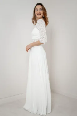 Maxi-Braut Rock in Ivory mit Beinschlitz – Jona noni