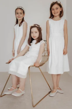 Mädchenballerinas mit Glitzerschnalle – Binx Ivory Satin