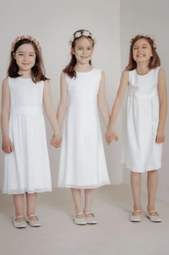 Mädchenballerinas mit Glitzerschnalle – Binx Ivory Satin