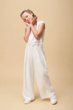 Mädchenhose in Ivory aus Crepe