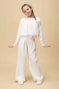 Mädchenhose in Ivory aus Crepe