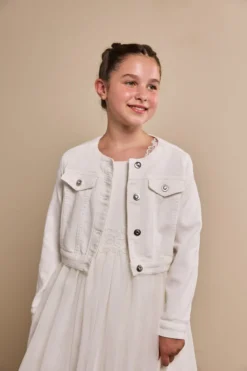 Mädchen-Jeansjacke in Ivory
