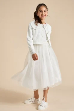 Mädchen-Jeansjacke in Ivory