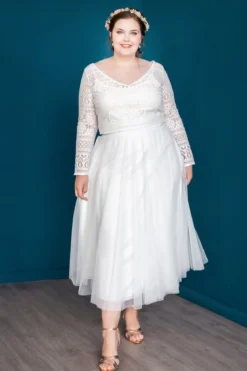 Midi-Softtüllrock in Ivory – Christy noni Curvy
