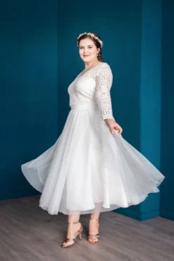 Midi-Softtüllrock in Ivory – Christy noni Curvy