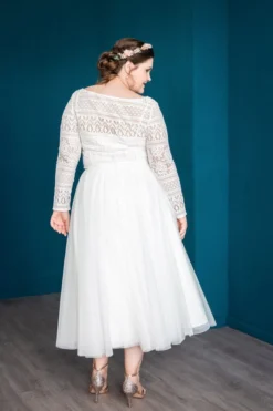 Midi-Softtüllrock in Ivory – Christy noni Curvy