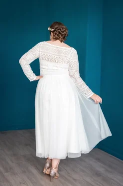 Midi-Softtüllrock in Ivory – Christy noni Curvy