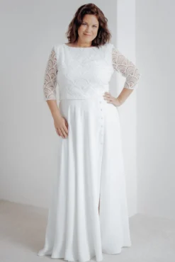 Plus Size Braut Rock mit Schlitz und Zierknöpfen – Eira noni Curvy