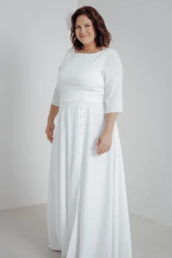 Plus Size Braut Rock mit Schlitz und Zierknöpfen – Eira noni Curvy
