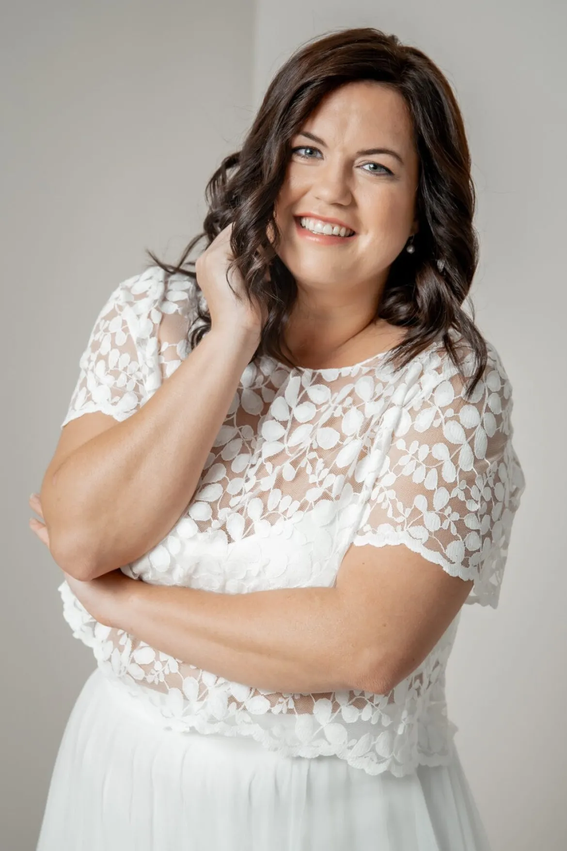 Plus Size Braut Top aus Blätterspitze – Aza noni Curvy