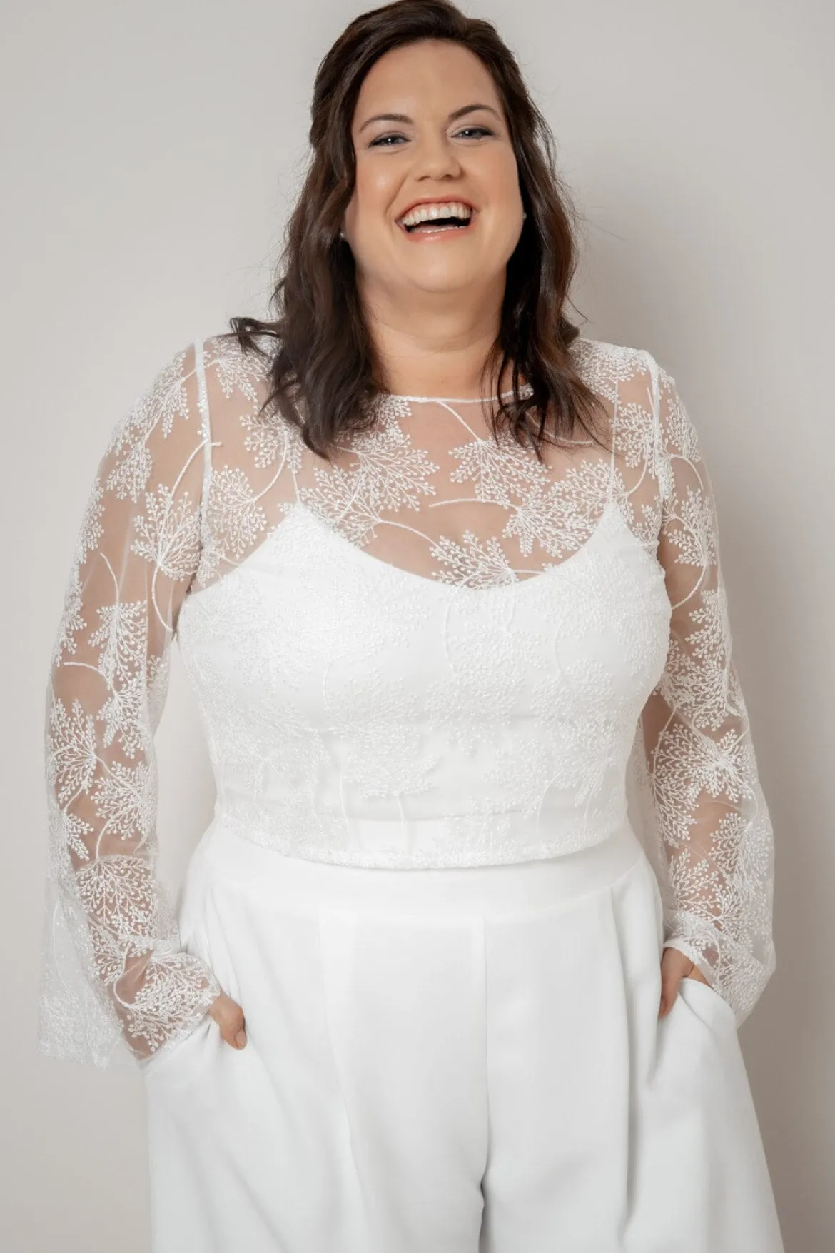 Plus Size Braut Top mit Trompetenärmeln – Safi noni Curvy