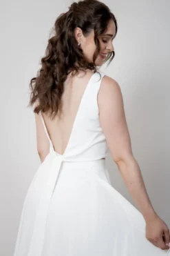 Rückenfreies Braut Top – Liza Ivory Eco noni