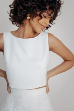 Rückenfreies Braut Top – Liza Ivory Eco noni