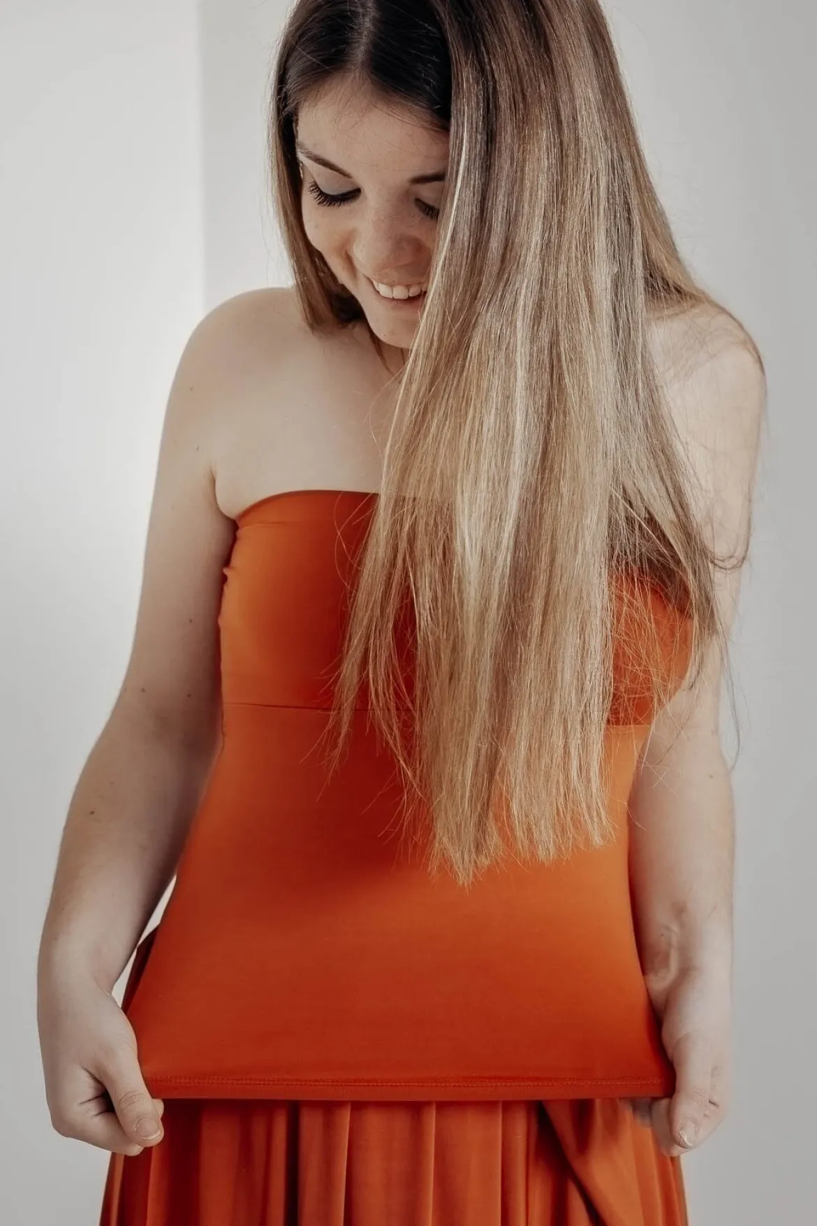 Rostrotes Tube-Top – Long Jersey Bandeau Rust Twobirds