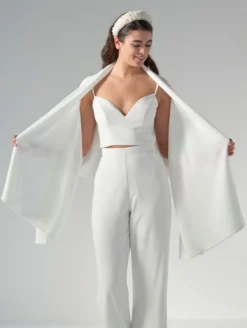 Schlichte Braut Stola in Ivory aus Strickmix
