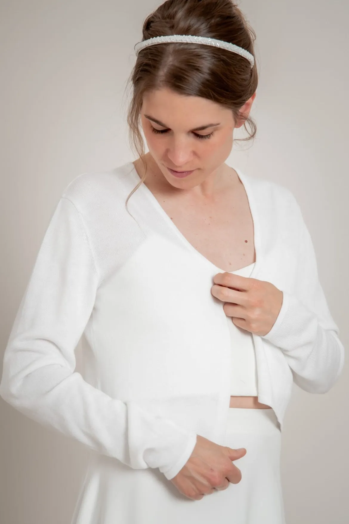 Schlichter Braut Cardigan in Ivory
