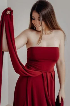 Schulterfreies Unterziehtop – Long Jersey Bandeau Burgundy Twobirds