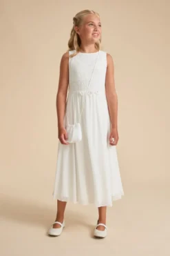 Schwingendes Kommunionkleid aus Chiffon und Spitze