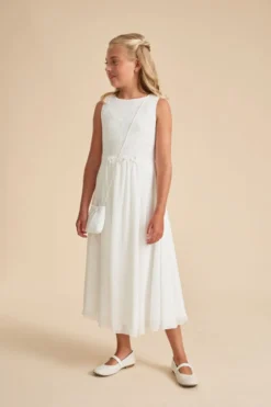 Schwingendes Kommunionkleid aus Chiffon und Spitze