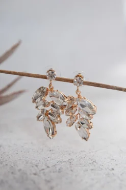 Strass-Ohrhänger in Blätterform