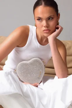 Tasche mit Glitzer-Riemen – Big Heart Bag Crystal Silver | Weat