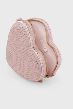Verzierte Tasche – Big Heart Bag Crystal Rosé Silk | Weat