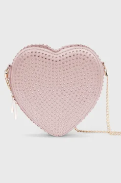 Verzierte Tasche – Big Heart Bag Crystal Rosé Silk | Weat