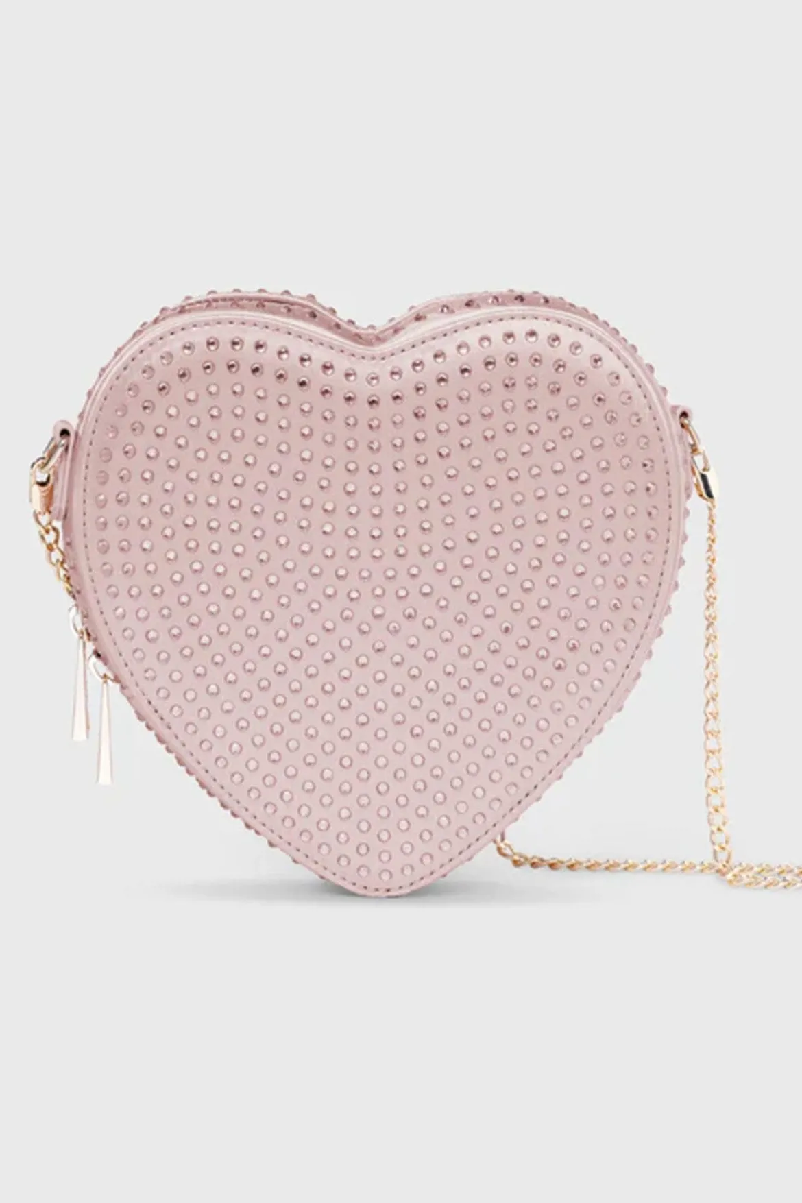 Verzierte Tasche – Big Heart Bag Crystal Rosé Silk | Weat