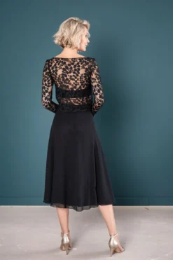 Wadenlanger Chiffonrock in Schwarz – Emmi Black noni