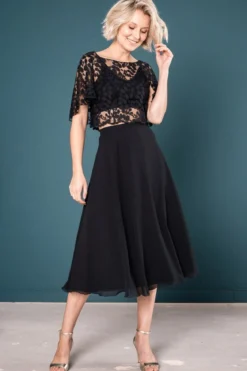 Wadenlanger Chiffonrock in Schwarz – Emmi Black noni